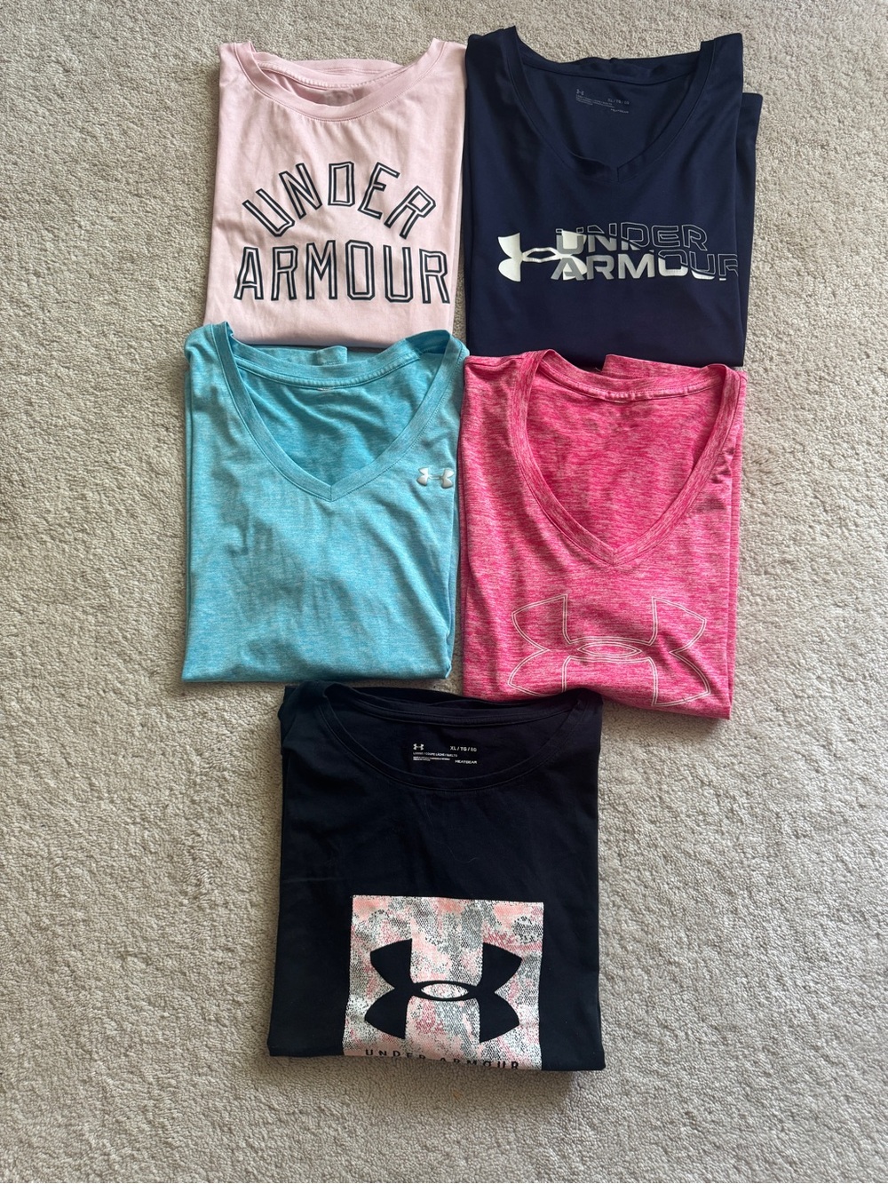 Under Armour Short Sleeve Active Tees - Pink, Navy, Aqua, Pink, Black
